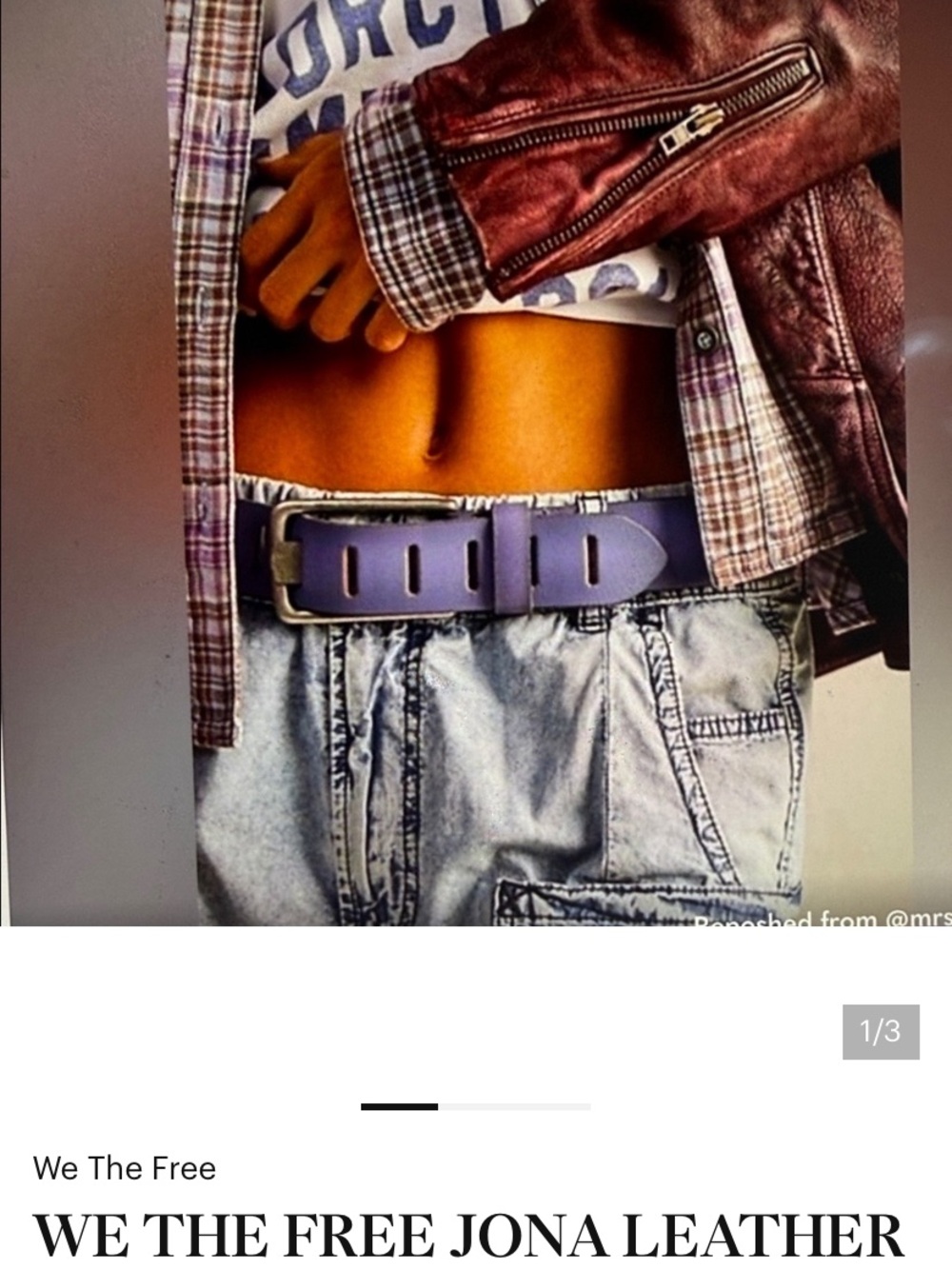 We The Free suede purple leather belt